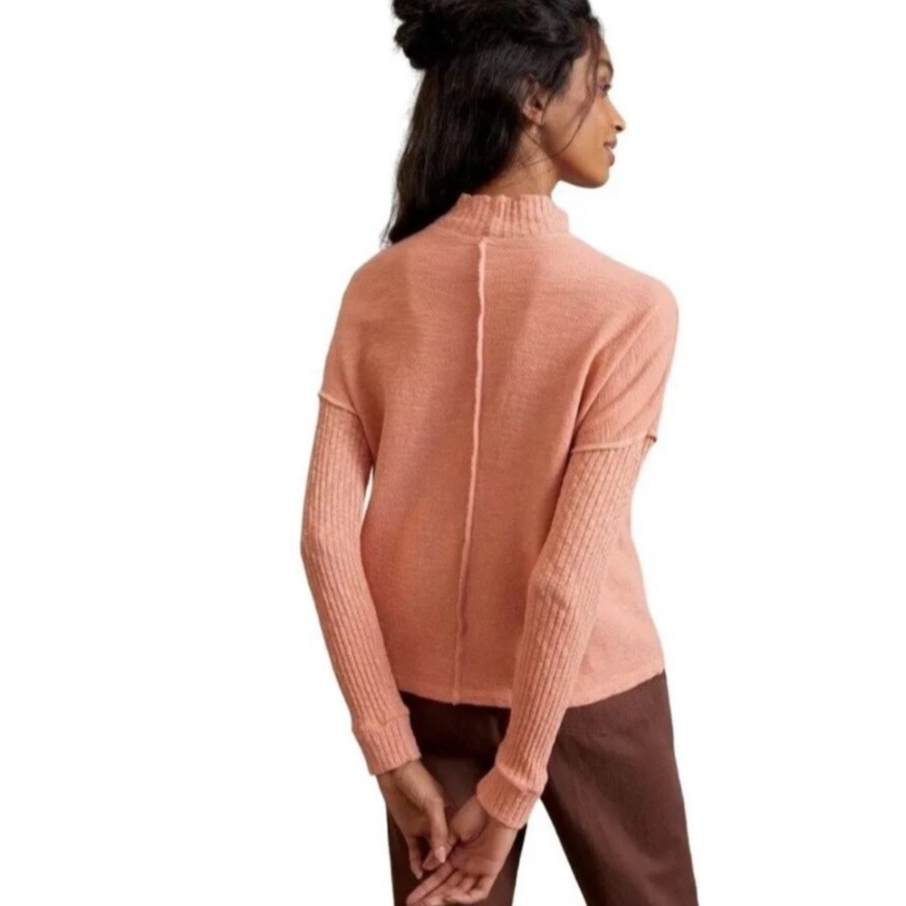 Amadi by Anthropologie Francesca Mock Neck Sweater Peach/Coral Pink NWT Small - Picture 3 of 16